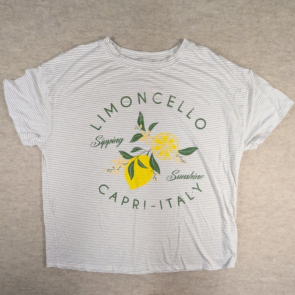 Green Envelope So Soft White Gray Striped Tee Lemon Capri Italy Graphic Large